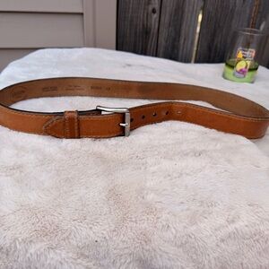 Lejon Men's Handcrafted Belt Leather Classic Brown Belt Silver Tone Buckle 42